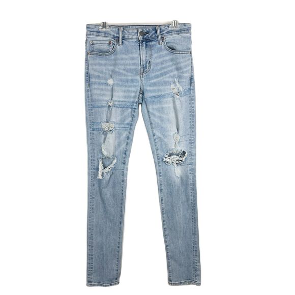 American Eagle Jeans 30 x 34 Blue Denim Stacked Skinny Next Level Airflex